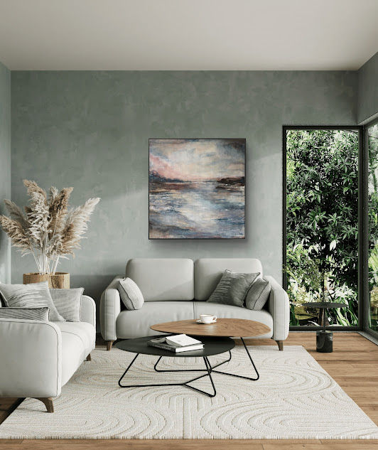 HORIZONTE INTERIOR. 90X90 cm. En salón. 2026