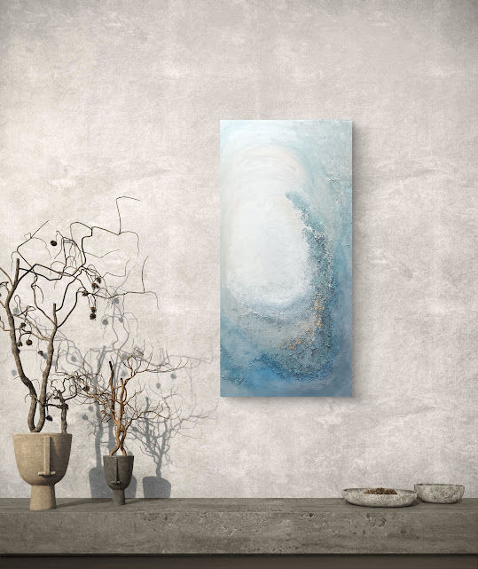 Cuadro rectangular con texturas en azul