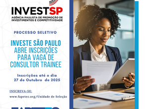 INVESTE SÃO PAULO ABRE PROCESSO SELETIVO PARA CONSULTOR TRAINEE