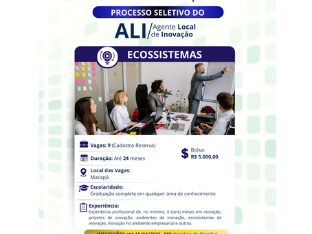 SEBRAE/AP abre inscrições para Agentes Locais de Inovação na modalidade Ecossistemas
