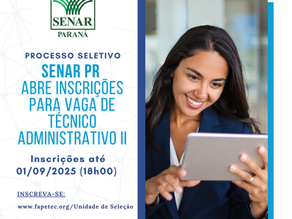 SENAR/PR abre inscrições para vaga de Técnico Administrativo II