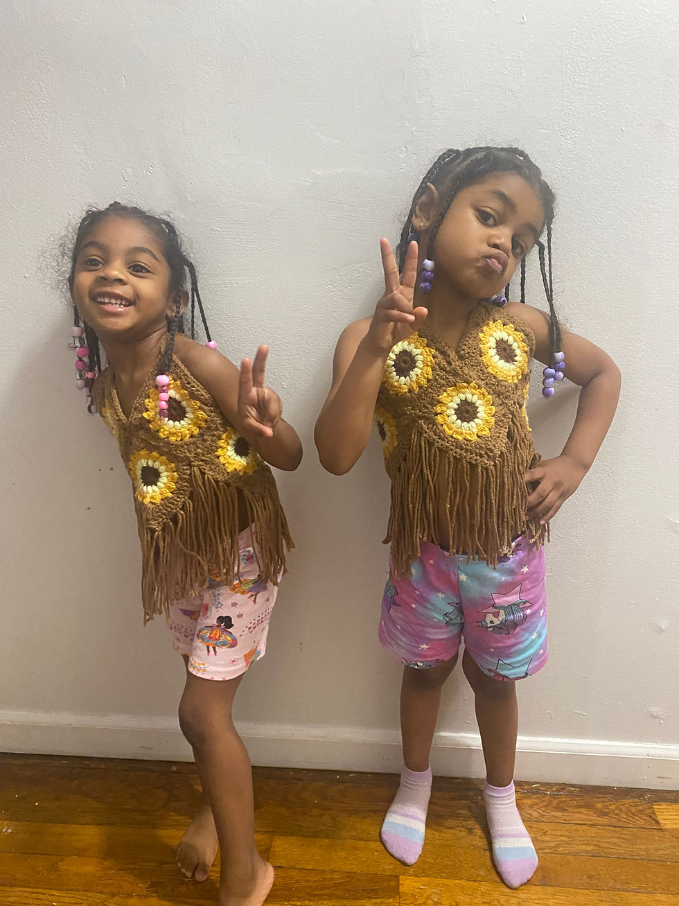 Thumbnail: [KIDS] Sunflower/ Daisy Fringe Crochet Top