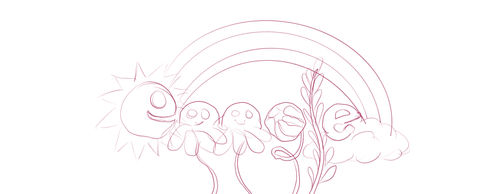 Early concept sketch for Kindness Day illustration, showcasing initial layout and character designs by Nhefertiti.
