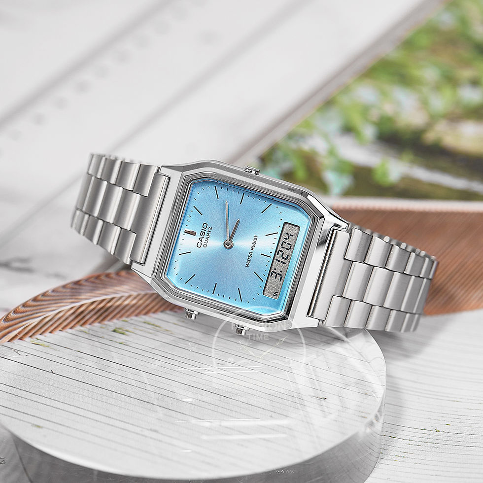 Thumbnail: Retro Dual Display Stainless Steel Watch