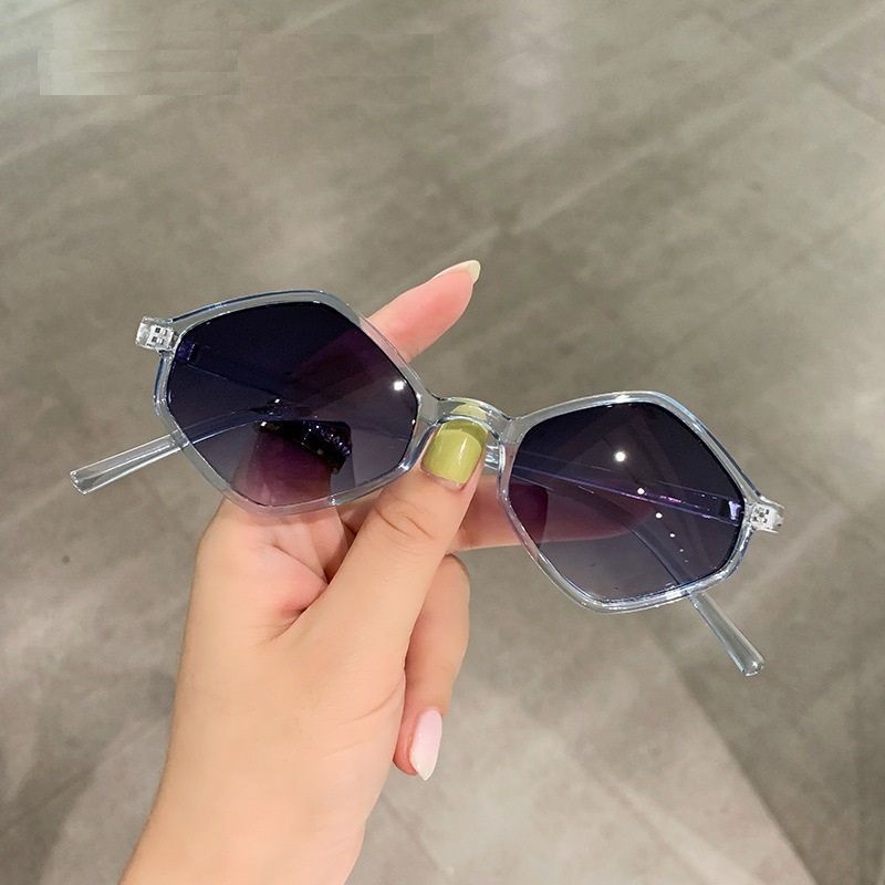2024 Sunglasses Women Rhombus clear blue Sun glasses Irregular Vintage Small Fra