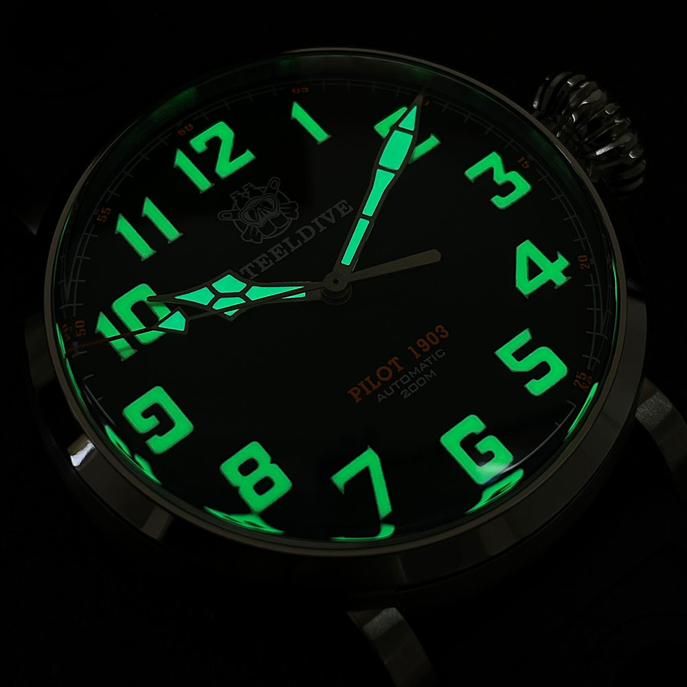 STEELDIVE Brand SD1903 46.5mm Stainless Steel Case Black Dial C3 Luminous Sapphi