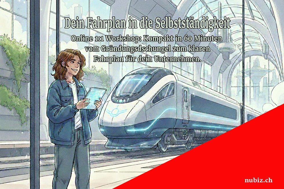 1:1 Online Kompakt-Workshop: Dein individueller Fahrplan in die Selbstständigkeit. Vom Gründungsdschungel führe ich dich in einer Stunde zum klaren Fahrplan.