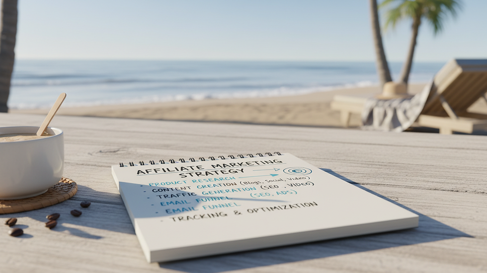 Close-up view of a notebook with affiliate marketing strategy notes