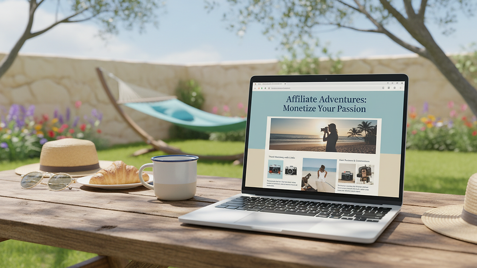 Eye-level view of a laptop screen showing a detailed blog post on affiliate marketing