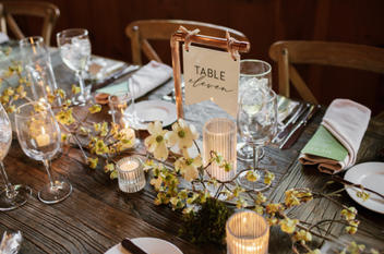 copper pipe and acrylic table numbers for wedding