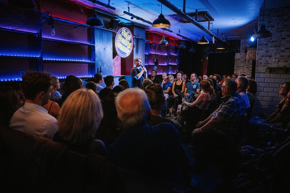 Cheeky Comedy in The West End
A lively Friday night showcase featuring quick-witted comics, playful dark humour, and the kind of atmosphere that keeps the drinks flowing and the laughs coming.
18+ only.