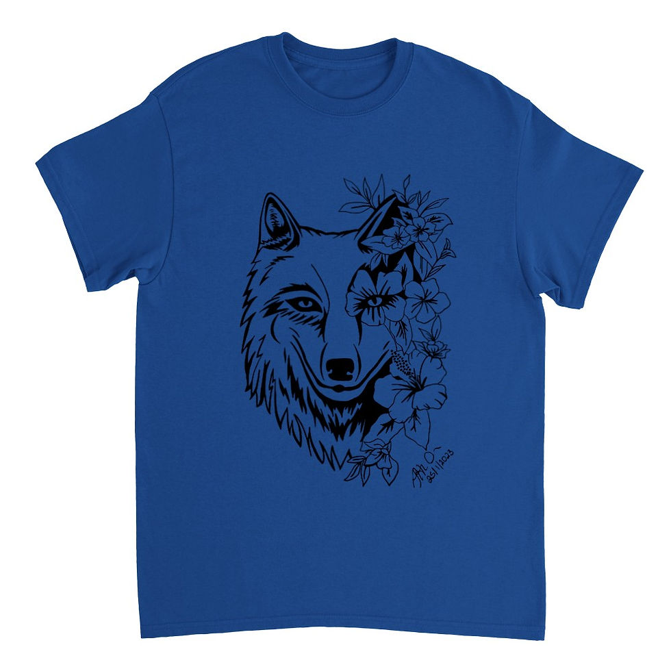 Thumbnail: Floral Wolf Heavyweight Unisex Crewneck T-shirt
