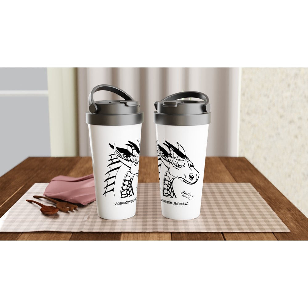 Dragon White 15oz Stainless Steel Travel Mug