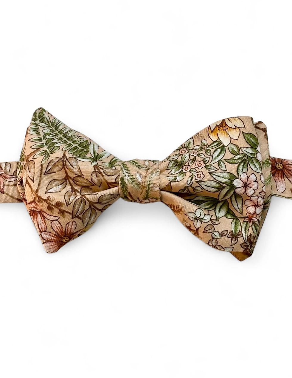 Thumbnail: Ladybower Warm Beige and Green Wildflower Self-tie Bow Tie