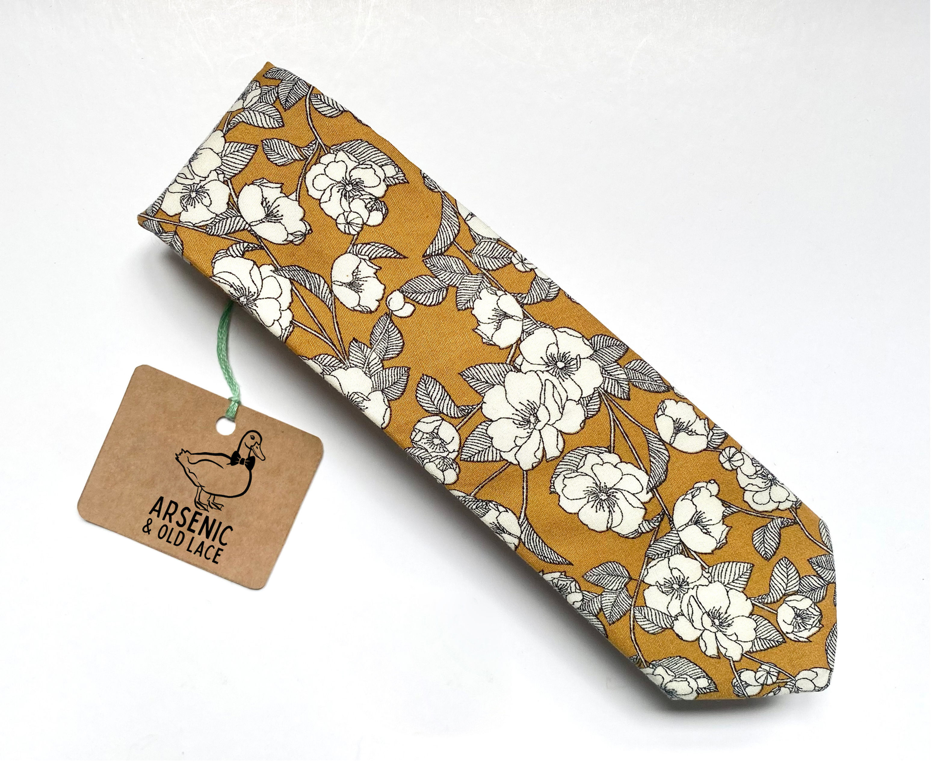 Eyam Mustard Ochre Floral Neck Tie