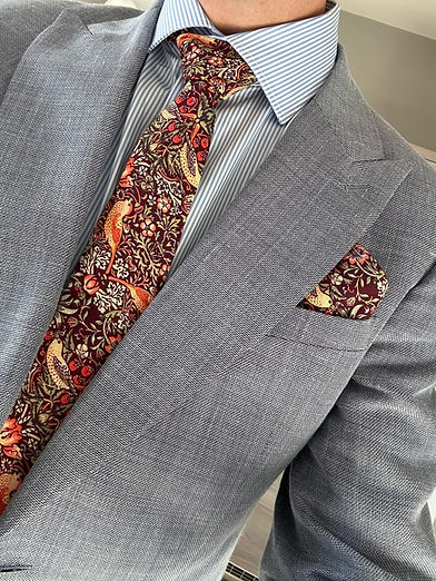 Milford tie on a grey suit