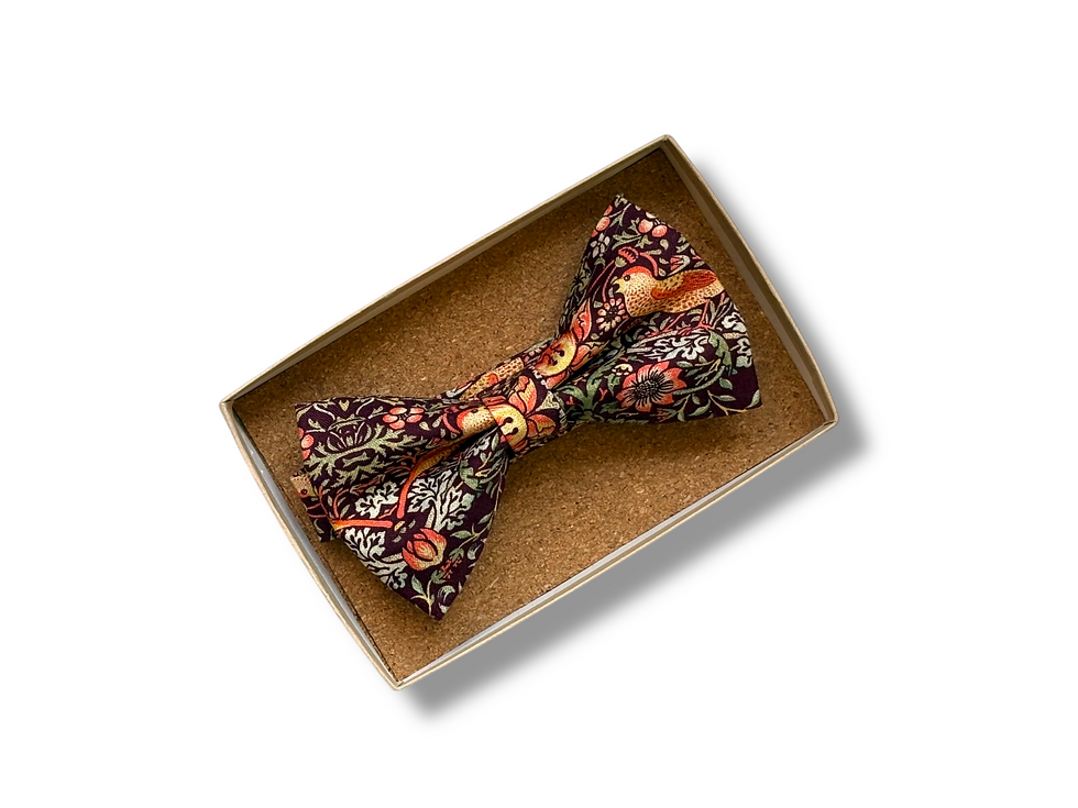 Thumbnail: Milford Burgundy Wine Child Bow Tie in Liberty of London - Strawberry Theif