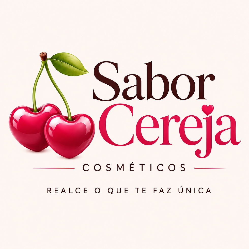 Imagem promocional de vale-presente da Sabor Cereja Cosméticos, com fundo suave em tons claros, logo da marca, detalhes de cerejas, laço rosa e produtos de maquiagem, destacando a frase “Vale-Presente – Um presente especial para realçar sua beleza”.