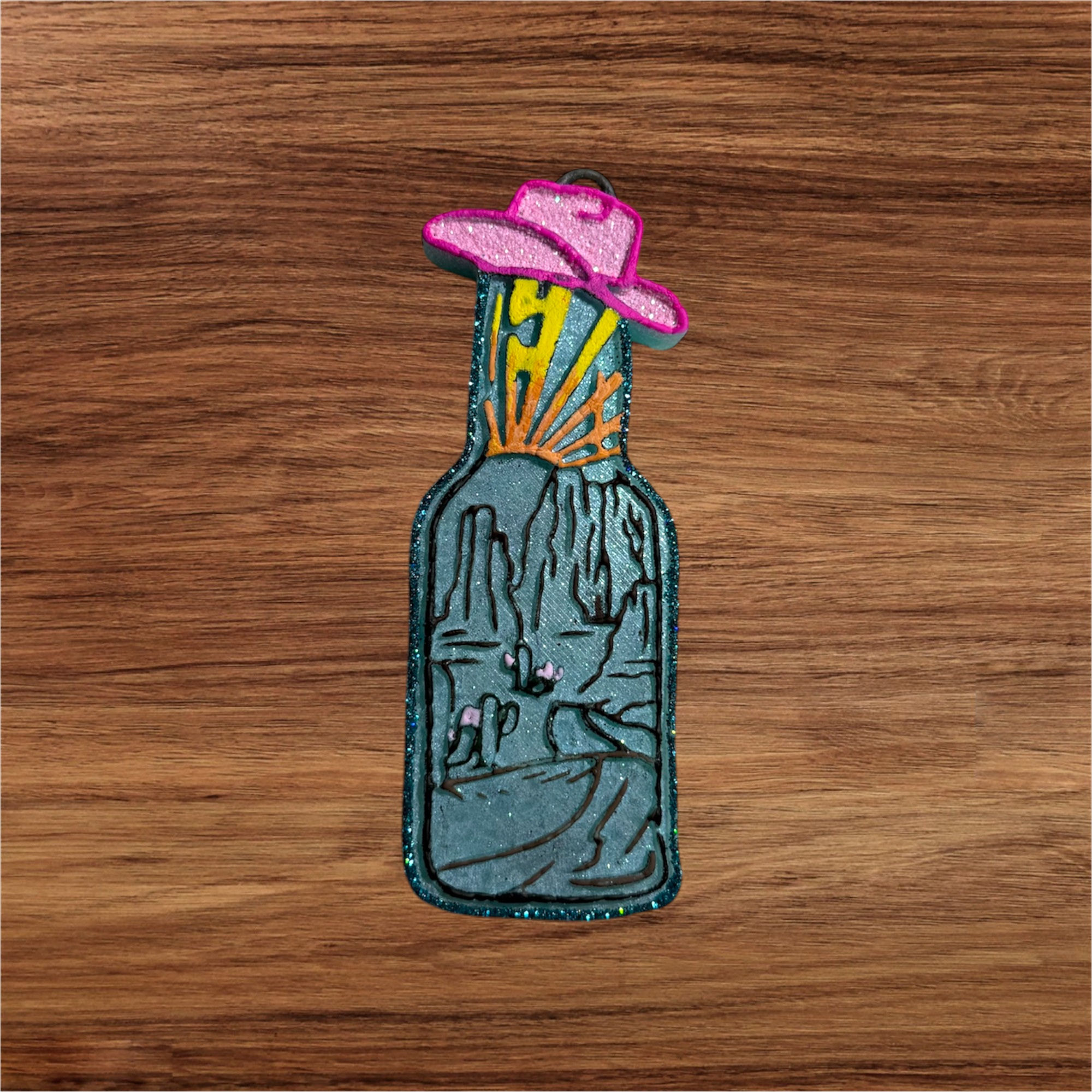 Desert bottle w/cowboy hat (little glitter)