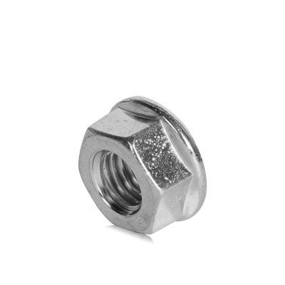 Flanged Nut, M10, 17mm Wrench Size, Knurled, Zinc-Plated, H=10mm