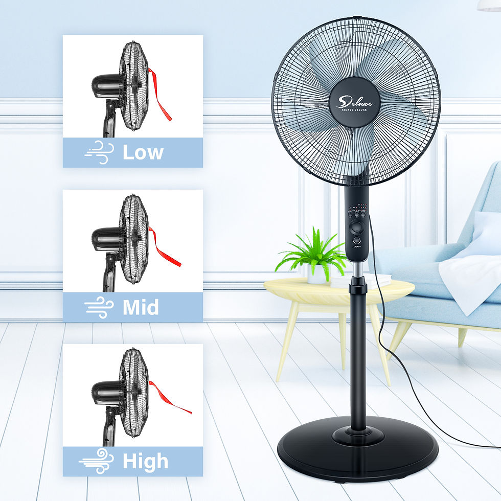 섬네일: Simple Deluxe Oscillating 16&Prime; Adjustable 3 Speed Pedestal Stand Fan with R