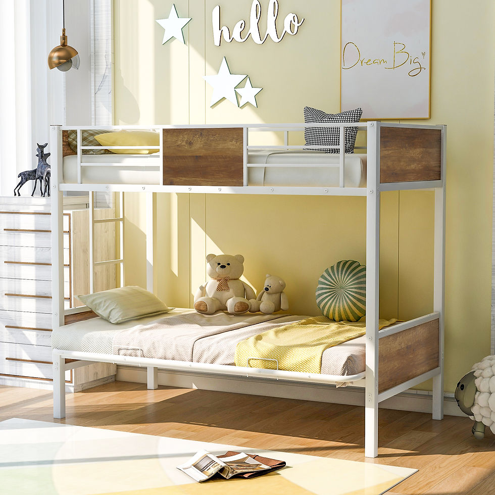 Miniatura: Twin-Over-Futon Bunk Bed, Metal Futon Bunk Bed Frame with Guardrails and Ladder 