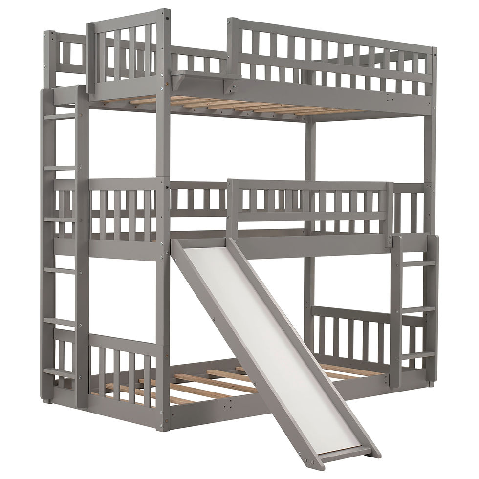 Miniature : Twin-Over-Twin-Over-Twin Triple Bed with Built-in Ladder and Slide for Kids, Tri