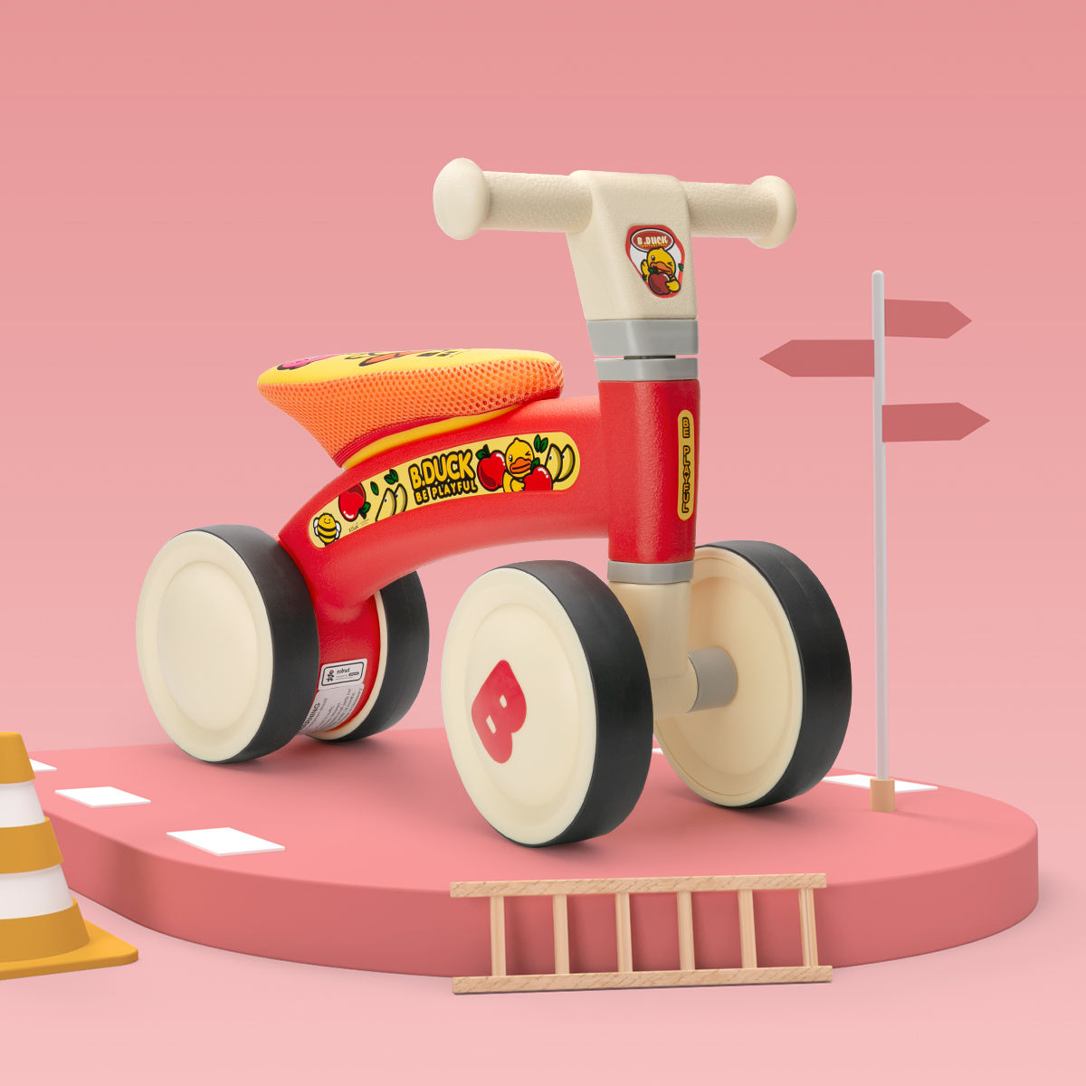 Four Wheeled Balance Bike Toy for Toddlers,Red