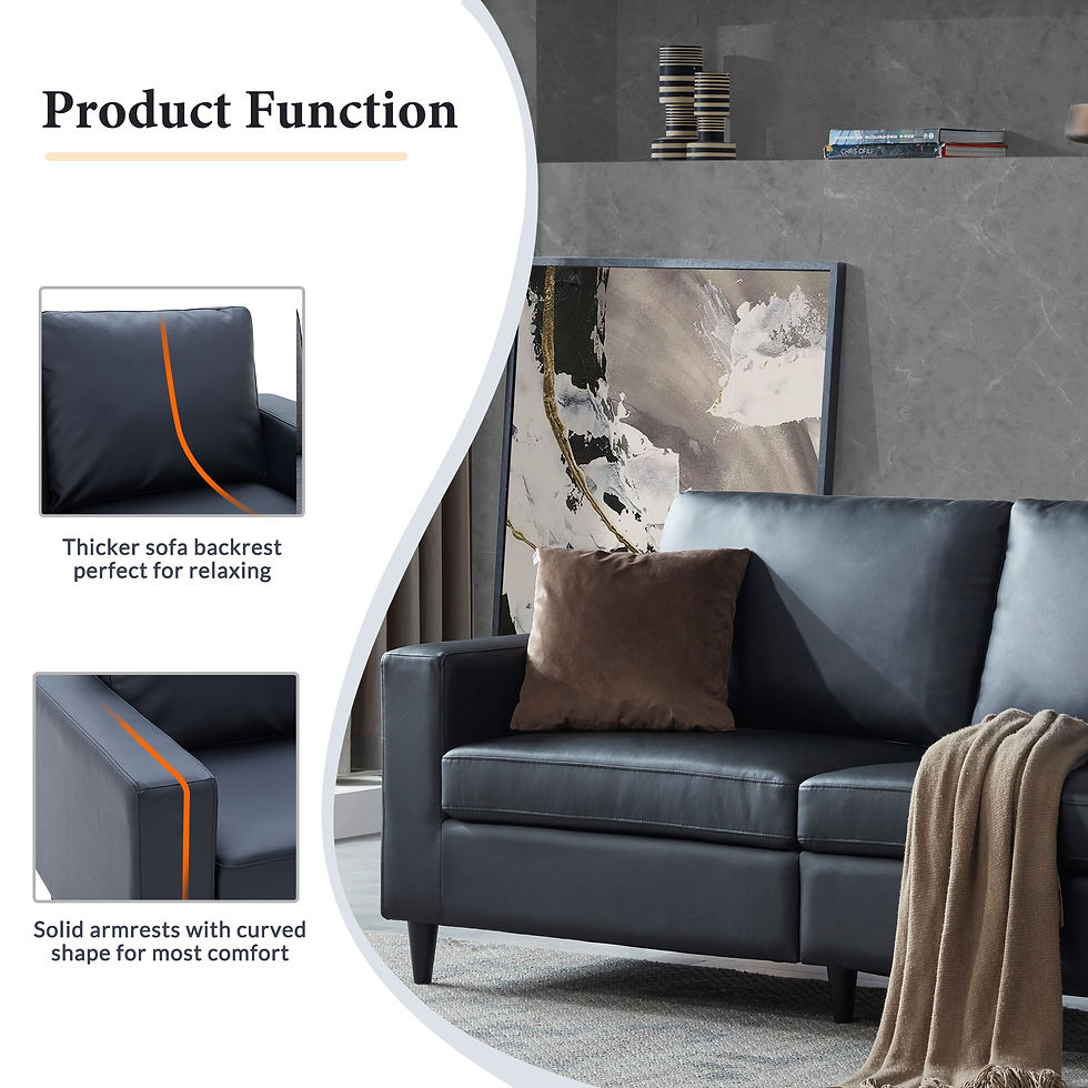 Miniature : Sofa and Loveseat Sets Morden Style PU Leather Couch Furniture Upholstered 3 Sea