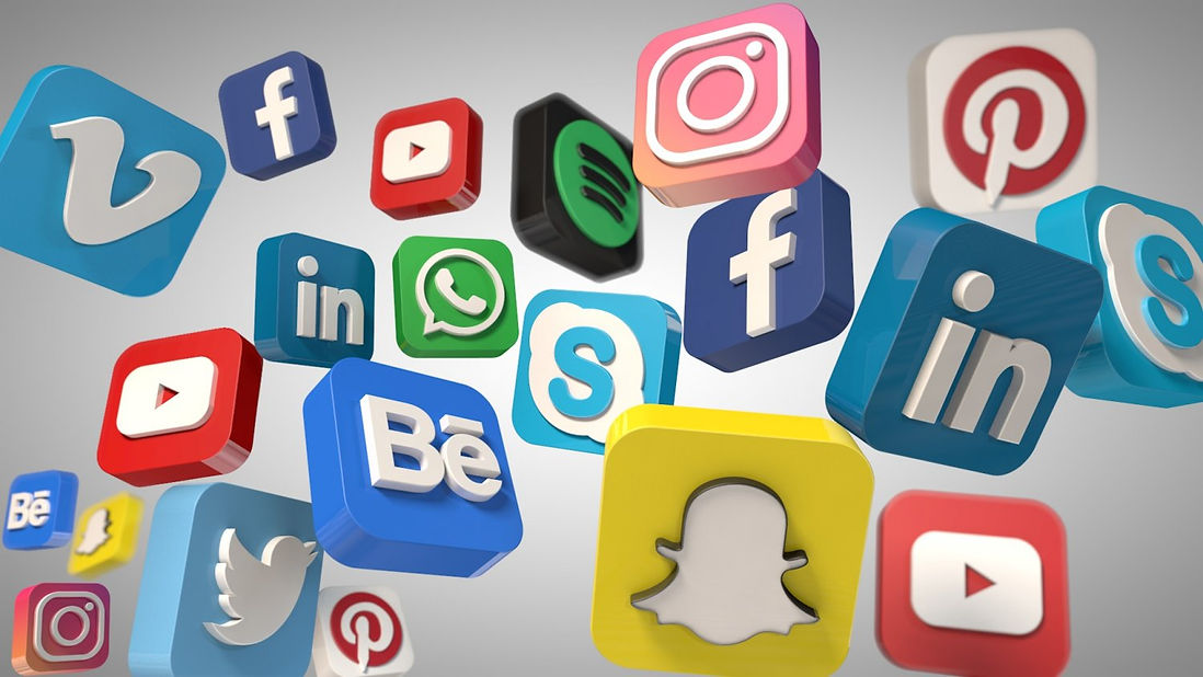 Hero image with social media icons