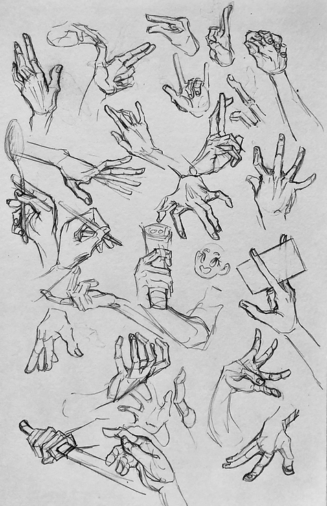 I used a reference to practice drawing hand gestures.