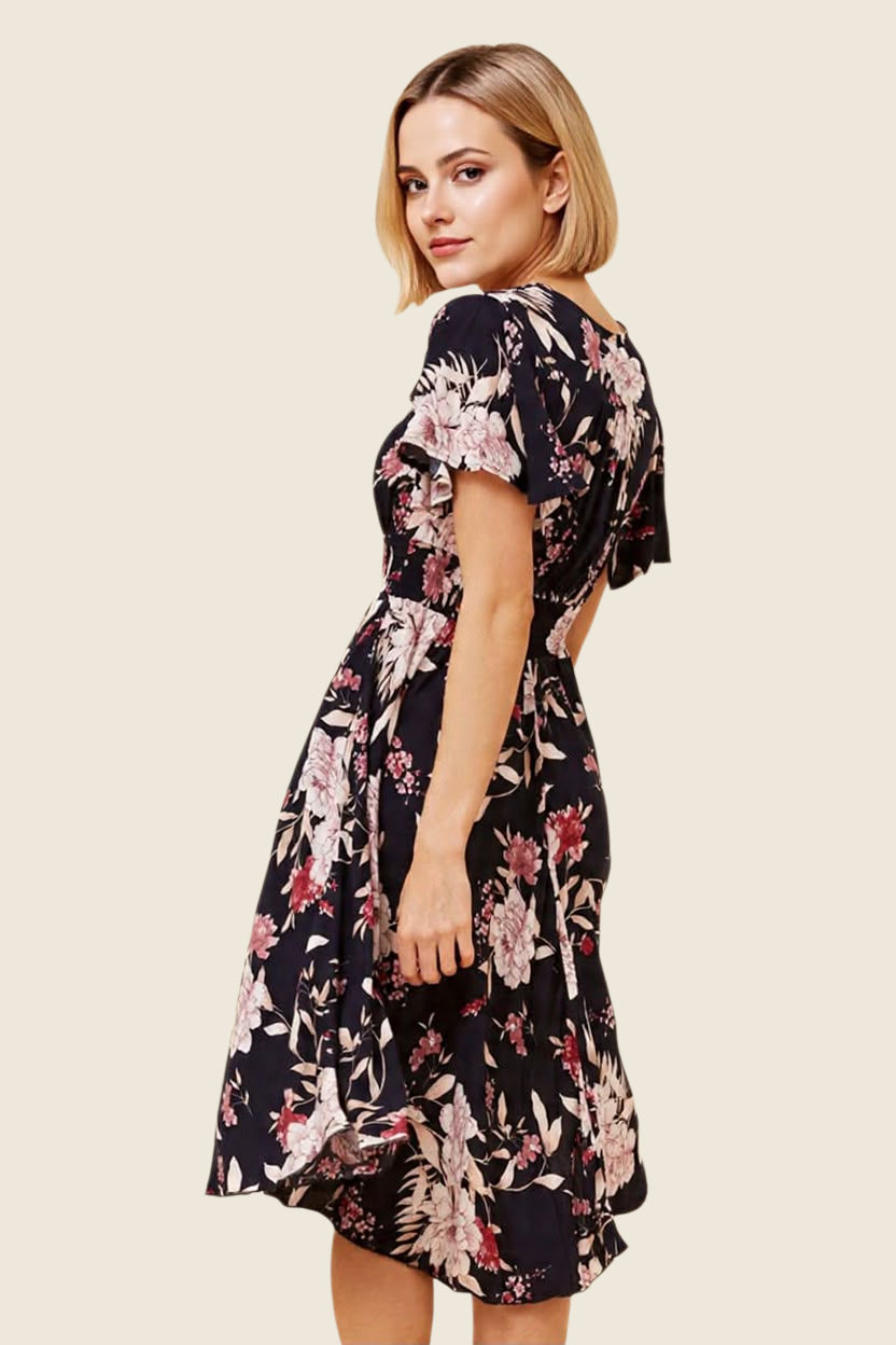 Thumbnail: MD633057 - Flutter Slv Shirred Waist Dress