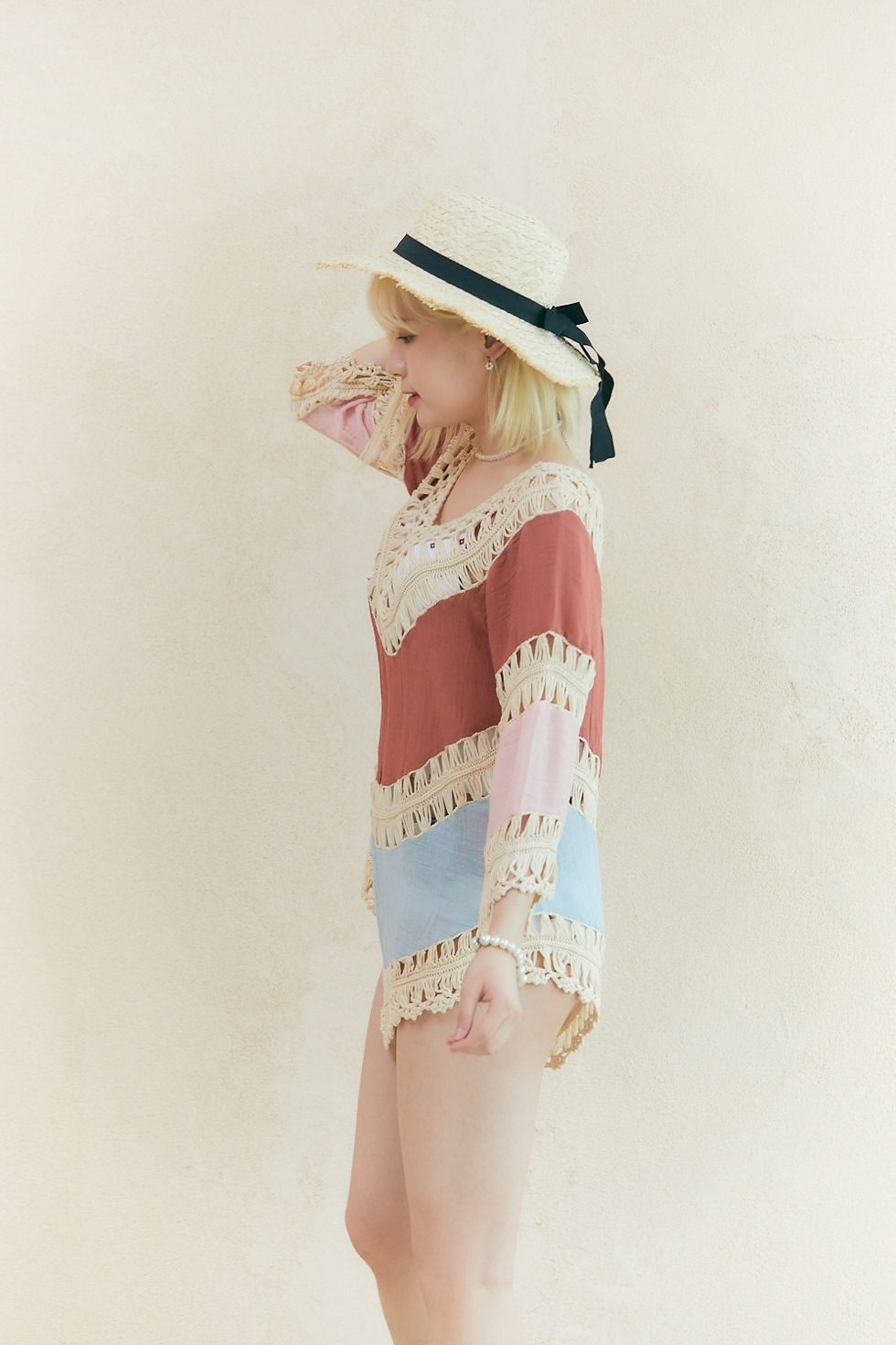 섬네일: Bikini Cover-up Color Knit Punching