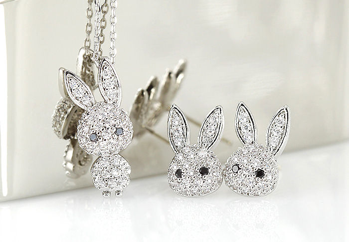 ภาพขนาดย่อ: Cutie Bunny Earrings and Necklace Set - Best Birthday Gifts