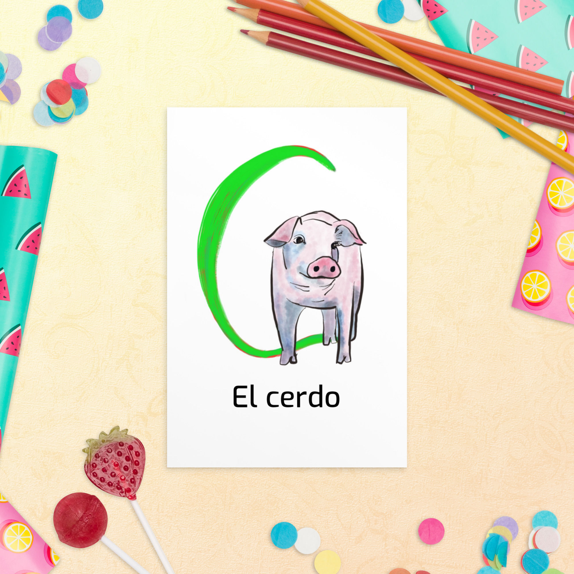 El Cerdo Postcard