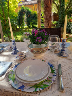 table set in the garden