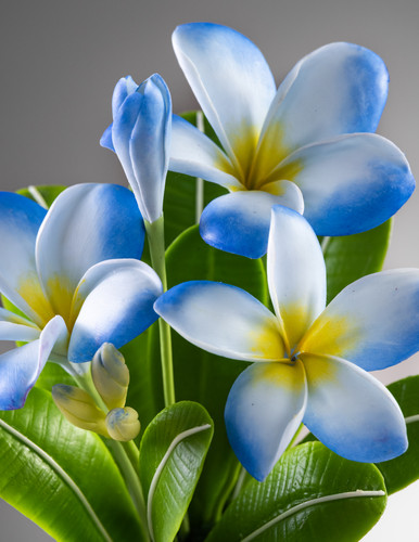 Blue Plumeria 3 Flower Arrangement | Nana's Clay Flowers