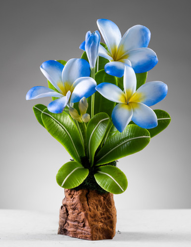 Blue Plumeria 3 Flower Arrangement | Nana's Clay Flowers