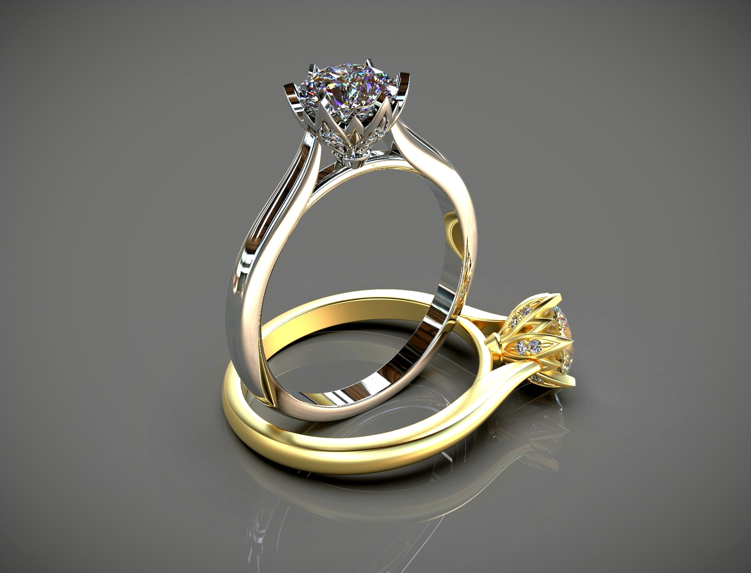 King Protea Flower Moissanite 18ct White Gold Engagement Ring