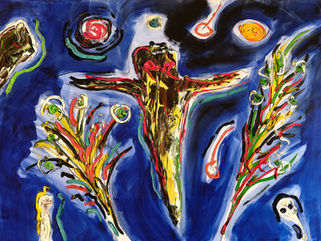 19. Le funambule, huile sur toile, 2025, 160 x 120cm