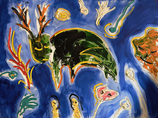 23. La grotte de Chauvet, huile sur toile, 2025, 160 x 120cm