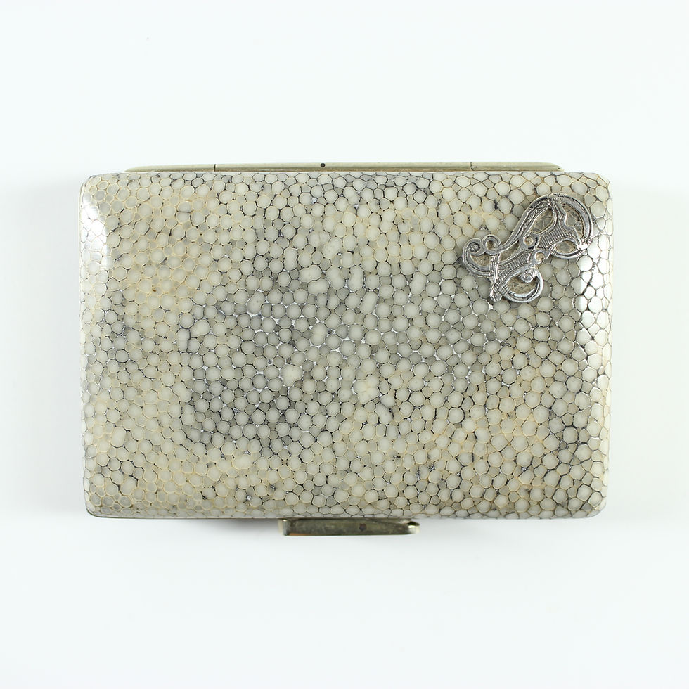 Thumbnail: Rare and Elegant Stingray Galuchat Shagreen Exotic Wallet Clutch, Art Deco 1930s