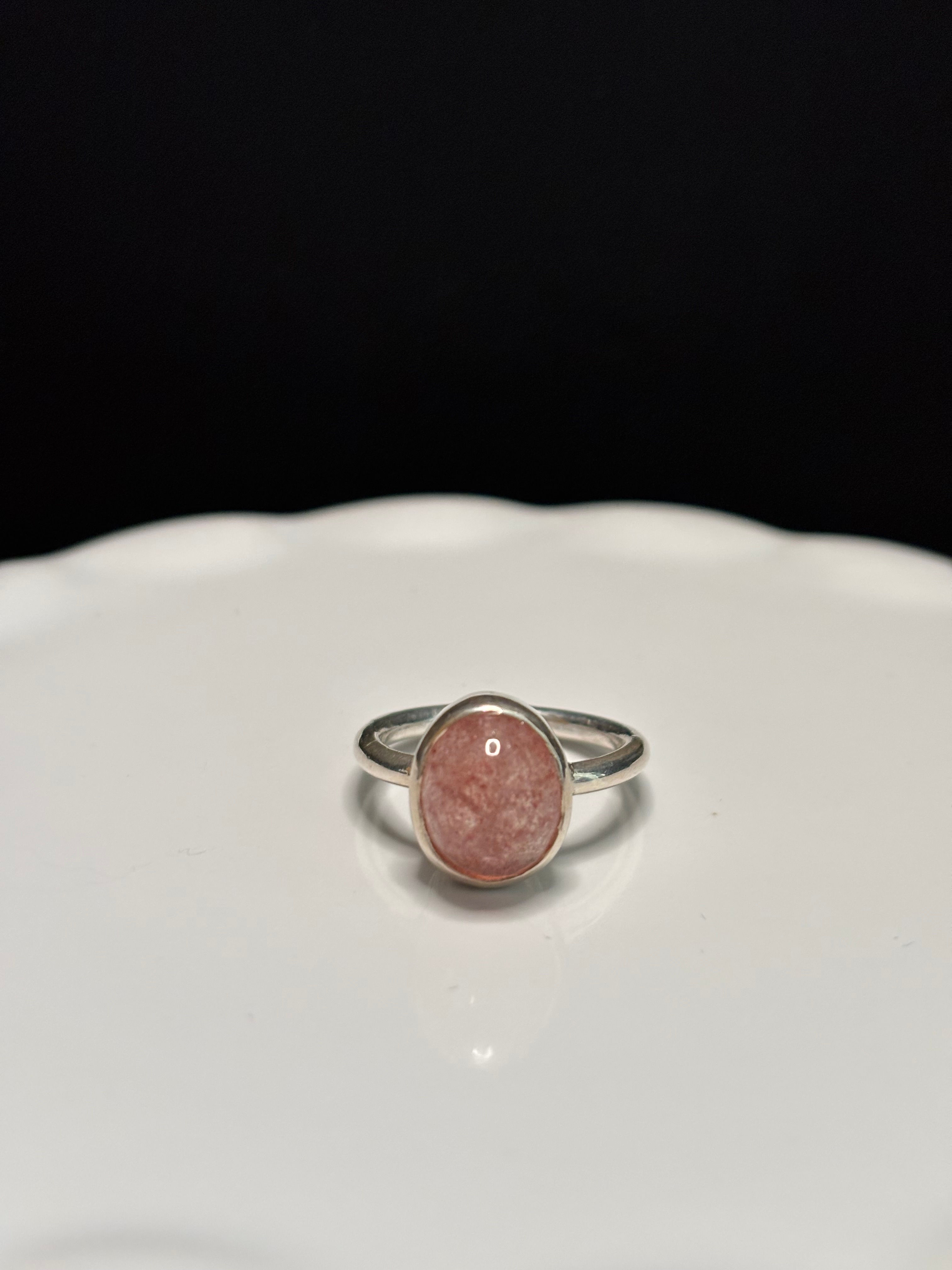Pink Moon Stone Ring - Size 5.5
