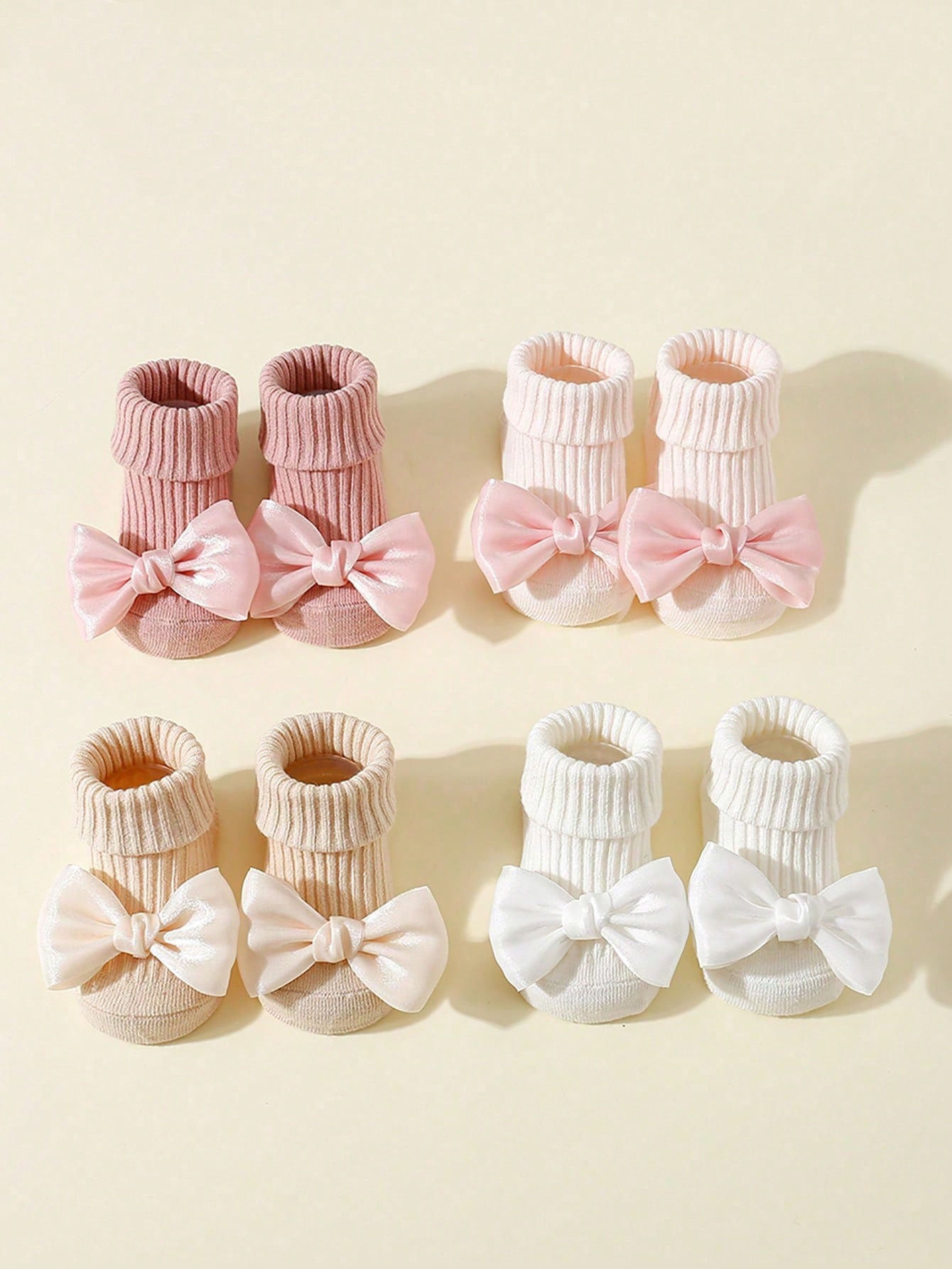 4 Pares de meia de algodão com laço