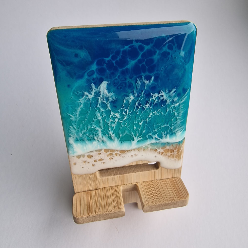 Thumbnail: Ocean Resin Phone Holder & Stand – Adjustable Coastal Desk Accessory (14 × 8 cm)