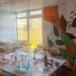 Sunshine coming through the door into our classroom at Riboleau Studios and Gardens