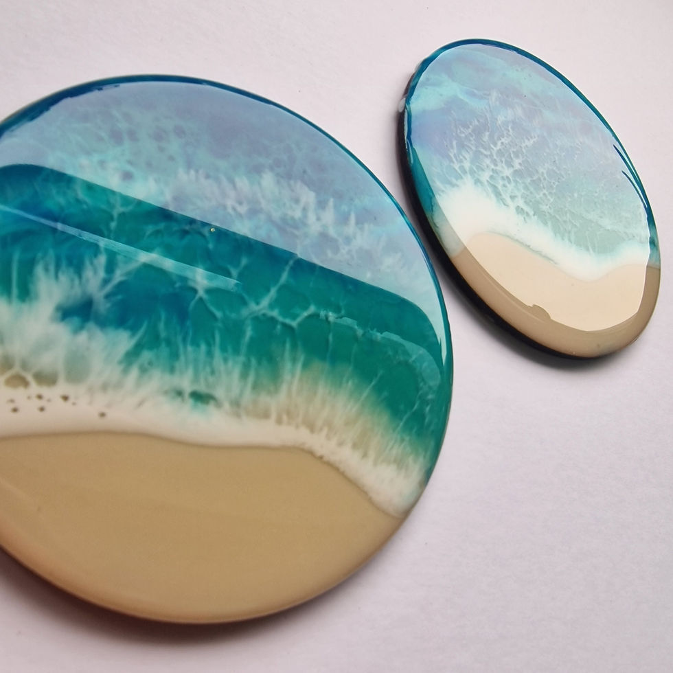 Thumbnail: Set of 2 round resin ocean coasters