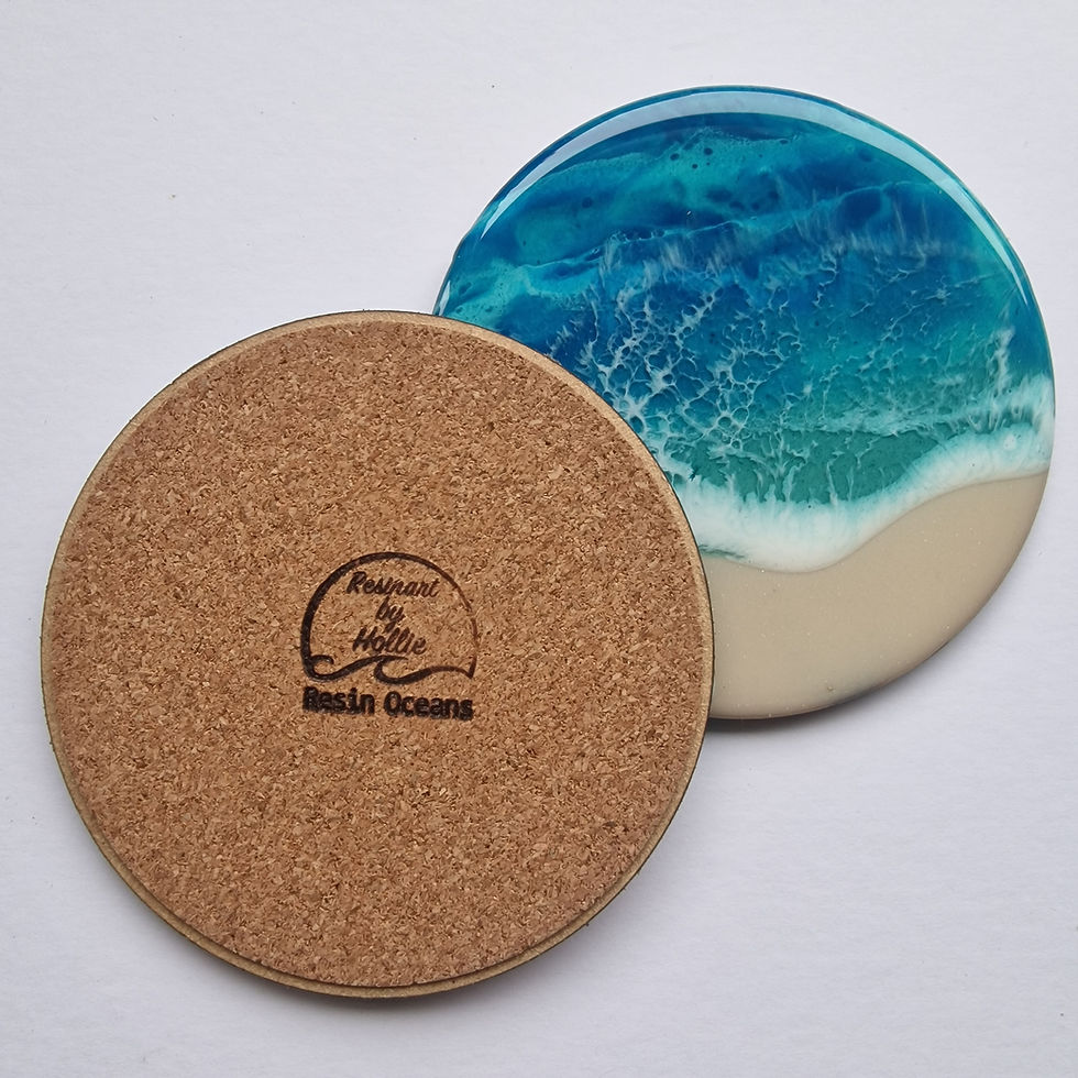 Thumbnail: Set of 2 round resin ocean coasters