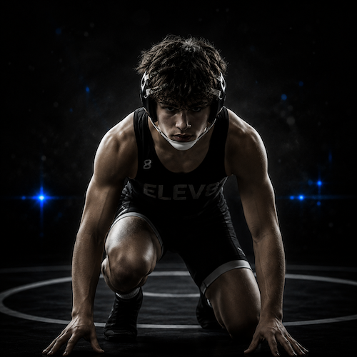 Youth Wrestling athlete wearing ELEV8 ATHLX apparel