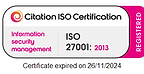 ISO 27001 certification badge for information security management systems